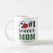 Mug #1 Soccer Mom Green Font Red Heart (Gauche)