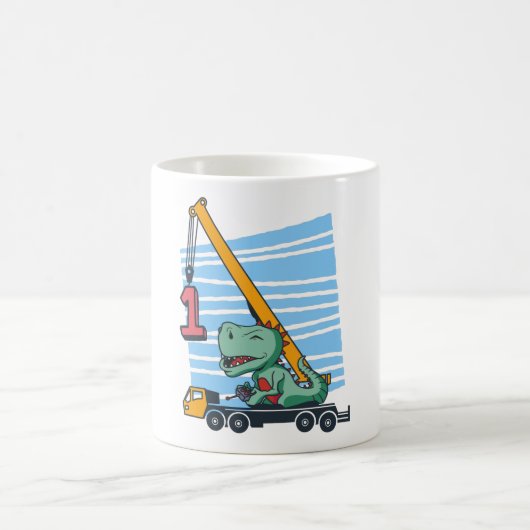 Mug 1er Anniversaire 1 an Dinosaur Grue Mobile (Centre)