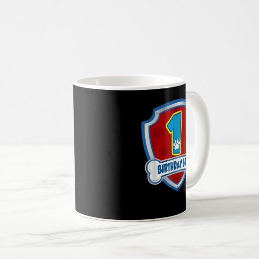 Mug 1er anniversaire garçon 1 ans chien de patrouille  (Devant droit)
