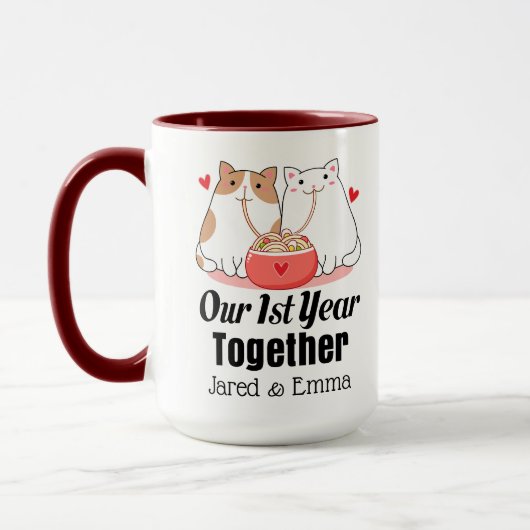 Mug 1er anniversaire Premier jour de Valentines (Gauche)