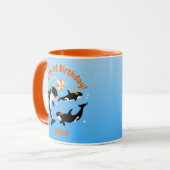 Mug 1er anniversaire sous la mer orca baleine fille (Devant gauche)