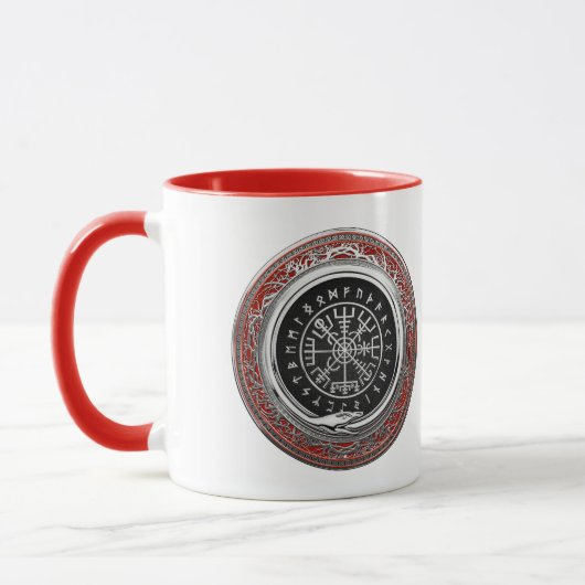 Mug [200] Vegvisir - Viking Silver Magic Runic Compass (Gauche)