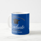 Mug 2023 Graduation Blue Gold Custom High School Nom (Devant gauche)