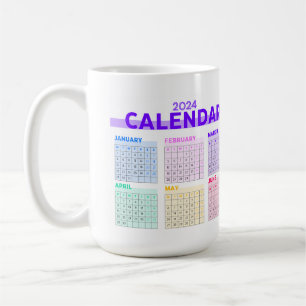 Mug 2024 Arc-en-ciel coloré plein année Calendrier men