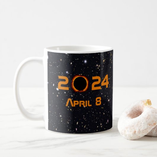 Mug 2024 Éclipse solaire totale Date Ciel étoilé (Avec donut)