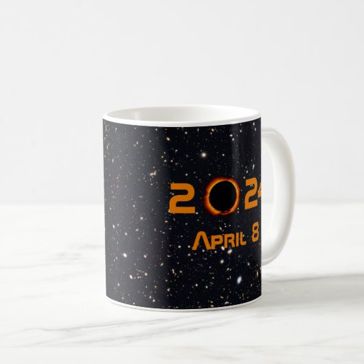 Mug 2024 Éclipse solaire totale Date Ciel étoilé (Devant droit)