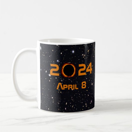 Mug 2024 Éclipse solaire totale Date Ciel étoilé (Gauche)