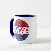 Mug 2024 Priez Pour Le Mark Rouge, Blanc Bleu Étoile (Devant gauche)