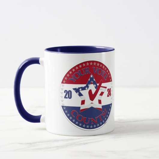 Mug 2024 Votre Vote Compte Étoile Coche (Gauche)