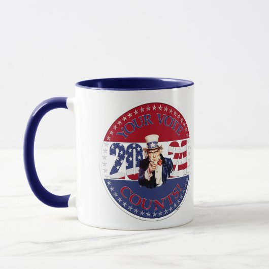 Mug 2024 Votre Vote Compte Oncle Sam (Gauche)
