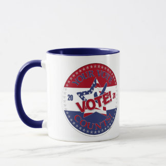 Mug 2024 Votre Vote Compte VOTE! Étoile Coche