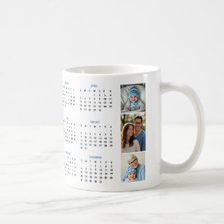 Mug 2026 calendar blue photo collage three photos