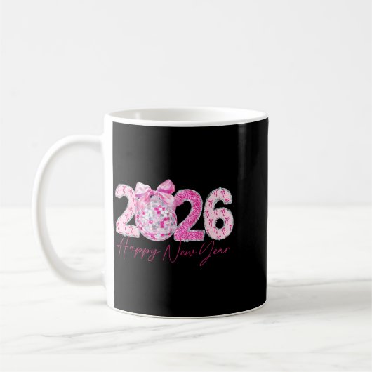 Mug 2026 Happy New Year Bow Patch Disco Ball  (Gauche)