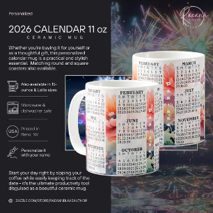 Mug 2026 Personnalisé 11 oz. Boue en céramique Calendr