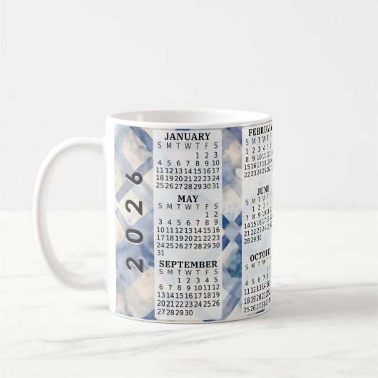Mug 2026 Personnalisé 11 oz. Boue en céramique Calendr (Gauche)