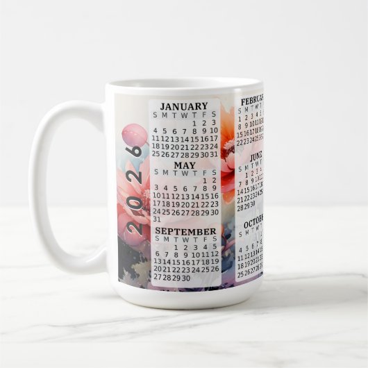 Mug 2026 Personnalisé 15 oz. Boue en céramique Calendr (Gauche)