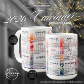 Mug 2026 Personnalisé 15 oz. Boue en céramique Calendr
