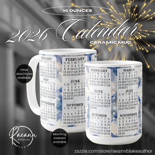 Mug 2026 Personnalisé 15 oz. Boue en céramique Calendr