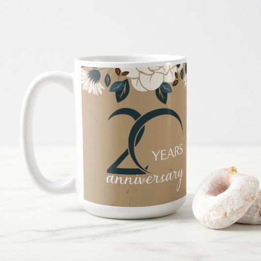 Mug 20e anniversaire du Mariage de fleurs rustiques (Avec donut)