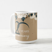 Mug 20e anniversaire du Mariage de fleurs rustiques (Devant gauche)