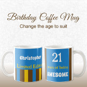 Mug 21 ans de folie nom bleu marron