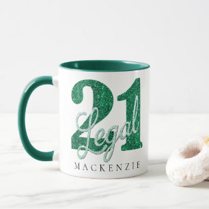 Mug 21 et juridique   Green Faux Parties scintillant 2