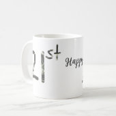 Mug 21e anniversaire ajouter nom date année noire modè (Devant gauche)