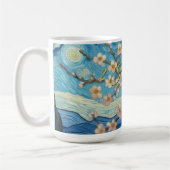 Mug 21e Anniversaire crème bleu fleur amande (Gauche)