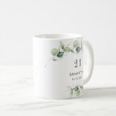 Mug 21e anniversaire Eucalyptus Monogramme de verdure (Devant droit)