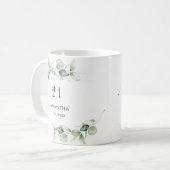 Mug 21e anniversaire Eucalyptus Monogramme de verdure (Devant gauche)