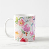 Mug 21e anniversaire fleurons roses nom (Gauche)