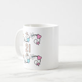 Mug 21e anniversaire jalon âge initiales pêche rose (Devant gauche)