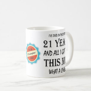 Mug 21e anniversaire Joueur d'amusement personnalisé d