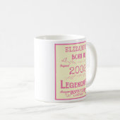 Mug 21e anniversaire Né 2002 Légende Rose tendre (Devant droit)