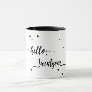 Mug 21e anniversaire noir blanc typographie