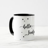 Mug 21e anniversaire noir blanc typographie (Devant gauche)