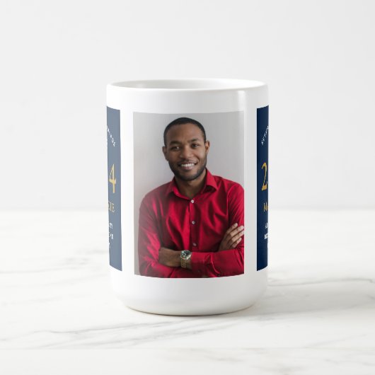 Mug 21st Birthday 2004 Blue Gold Ajouter Nom Photo Gra (Centre)