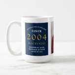 Mug 21st Birthday 2004 Blue Gold Ajouter Nom Photo Gra<br><div class="desc">Une grande tasse photo bleue et or pour ces personnes spéciales. Customisez facilement le texte et la photo en utilisant le modèle fourni. Une partie de la gamme de normes d'établissement.</div>