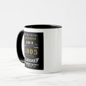 Mug 21st Birthday 2005 Legend Retro Black Personalized (Devant gauche)