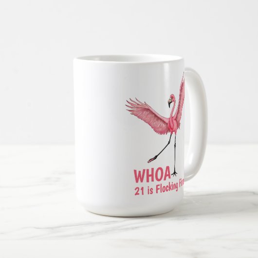 Mug 21st Birthday Flocking Fire Flamingo (Devant droit)