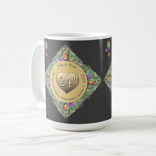 Mug 24e anniversaire du Mariage OpalServiette (Devant gauche)