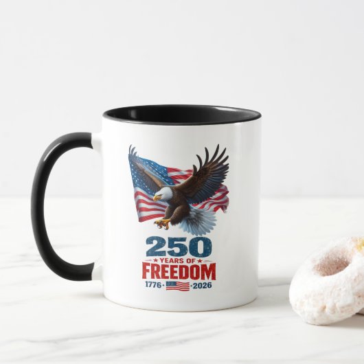Mug 250 Ans de Liberté Aigle Patriotique Drapeau Améri (Avec donut)