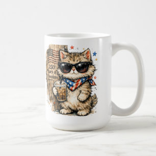 Mug 250e anniversaire USA Café glacé pour chat patriot