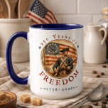 Mug 250th Anniversary Revolutionary Soldier Freedom<br><div class="desc">Honor the 250th birthday of American independence with this American Revolution design mug. Perfect for the 250th Anniversary, this vintage style patriot art is for any proud descendant of a Revolutionary War soldier or patriotic American celebrating their heritage and history. Created by Simply Farmhouse Press.</div>