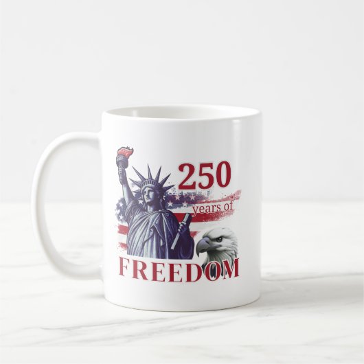 Mug 250th Anniversary USA Flag Liberty Eagle Freedom (Gauche)