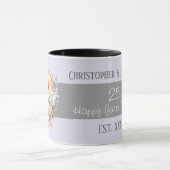 Mug 25e anniversaire argent fleurs noms pourpre (Centre)