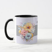 Mug 25e anniversaire argent fleurs noms pourpre (Gauche)