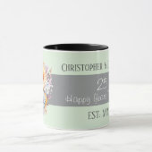Mug 25e anniversaire argent fleurs noms vert (Centre)
