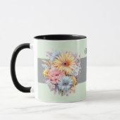 Mug 25e anniversaire argent fleurs noms vert (Gauche)