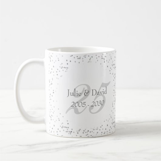 Mug 25e Anniversaire de Mariage Argent Poussière d'Éto (Gauche)